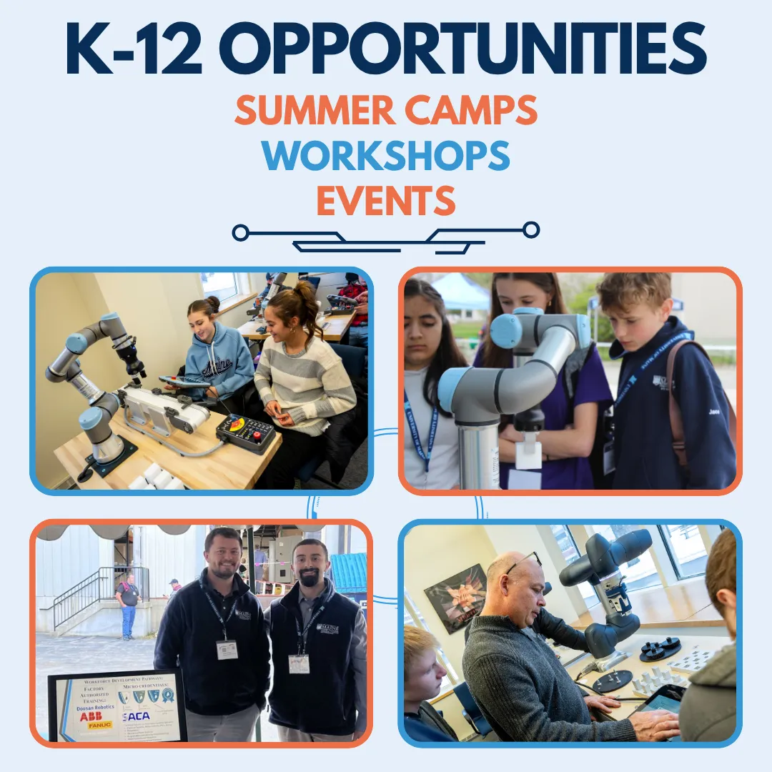 K-12 Opportunities slide with photos from summer camps, workshops, and events.