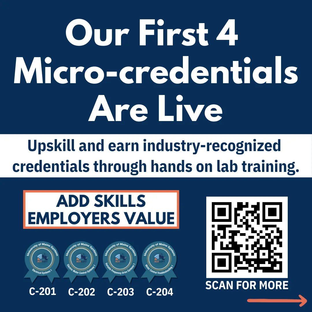 Our first 4 micro-credentials are live, with credential badges and a QR code.
