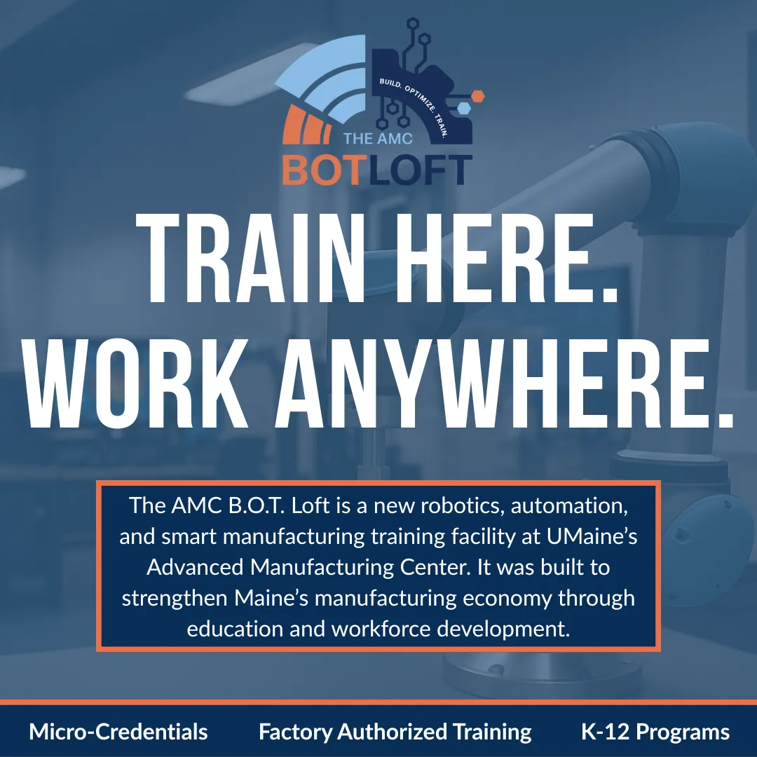 Train here. Work anywhere. Explainer graphic introducing the AMC B.O.T. Loft.